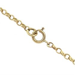 King George V 1911 gold half sovereign coin, loose mounted in acorn and oak leaf mount, on gold chain link necklace, both 9ct