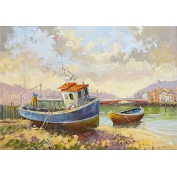  'Whitby Harbour', oil on canvas board signed by Kevin Palmer (British 1937-) 40cm x 57.5cm  