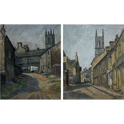 Jack Crosland (Northern British 20th century): 'Honley West Yorkshire' and 'Church Street Honley West Yorkshire', pair pastels signed, inscribed verso max 45cm x 37cm (2)