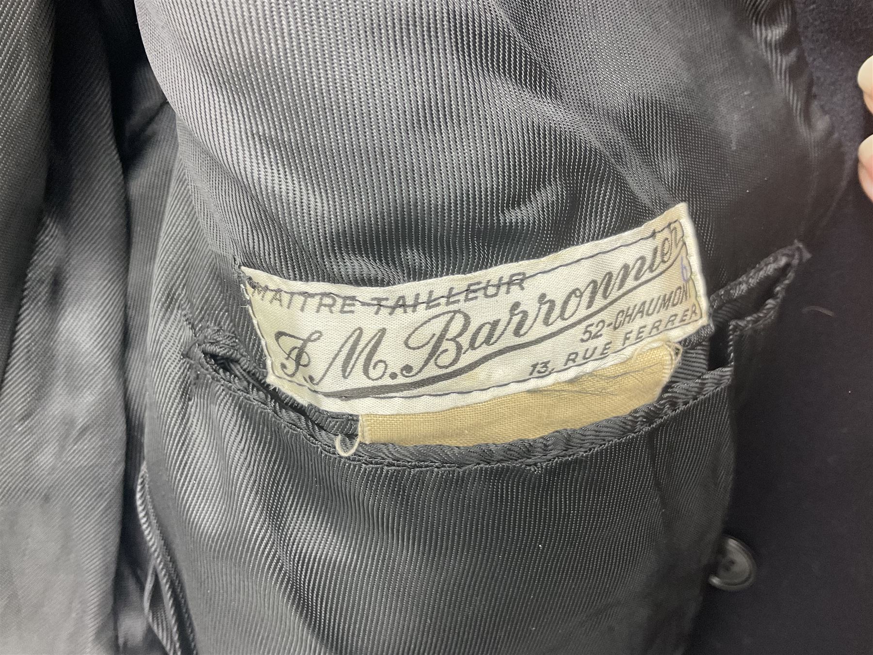 French Gendarmerie greatcoat, bears label for 'Maitre-Tailleur F.M. Barronnier 52 Chaumont 13 Rue Ferrer'; and French greatcoat (Indochine Period Vietnam 1947/1953)