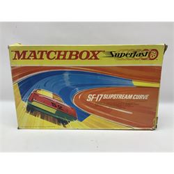 Matchbox Superfast track racing Set with Superbooster and two boxed SF-17 Slipstream Curves; together with five boxed Superfast models - 3d Monteverdi Hai, two 7d Hairy Hustler, 45c Ford Group 6 and 66d Mazda RX500; and quantity of unboxed and playworn other die-cast models
