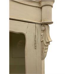 French white painted armoire cabinet, fitted with two glazed display doors