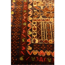  Small multicoloured Baluchi rug, geometric field & repeating border, 130cm x 84cm  