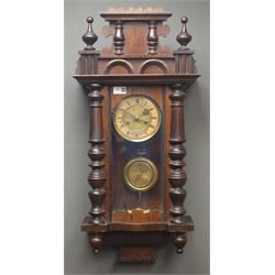  Early 20th century walnut cased Vienna style wall clock, H58cm  