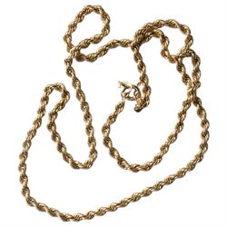 Gold rope twist necklace and one other gold chain, both 9ct