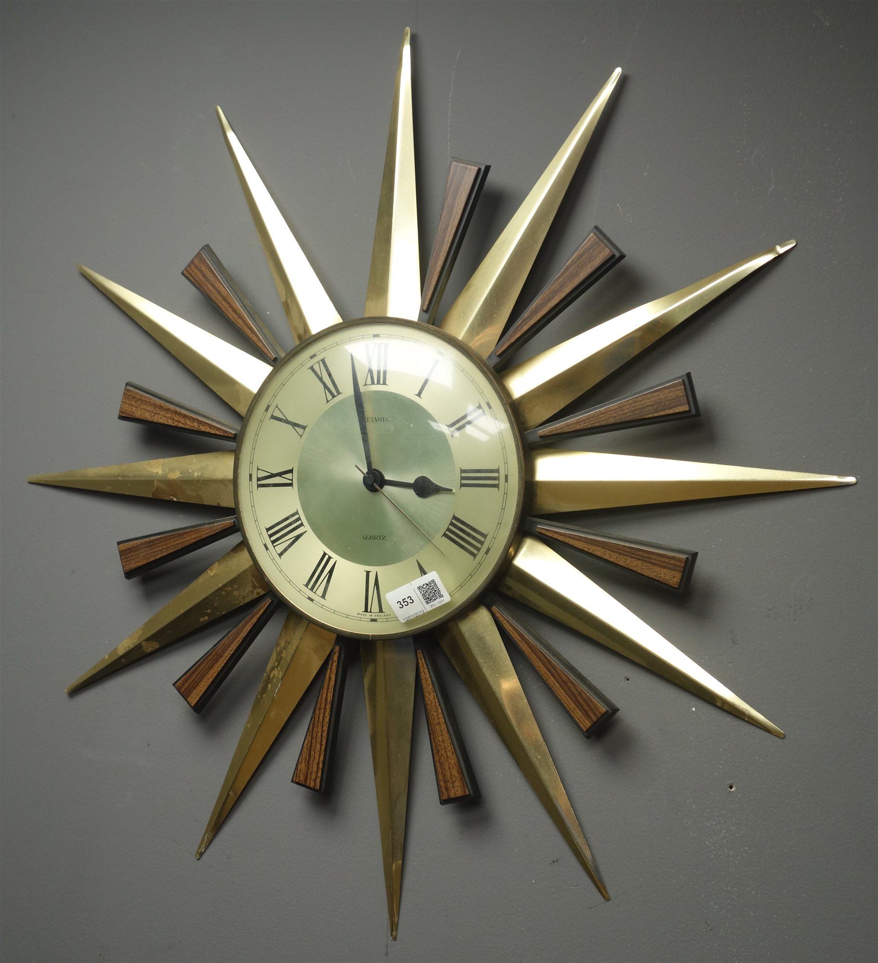 1970s 'Metamec' sunburst wall clock, D58cm Antiques & Interiors