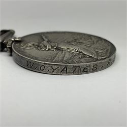 Victoria Queens South Africa medal awarded to W.C. Yates A.B. 200655 H.M.S. Syble