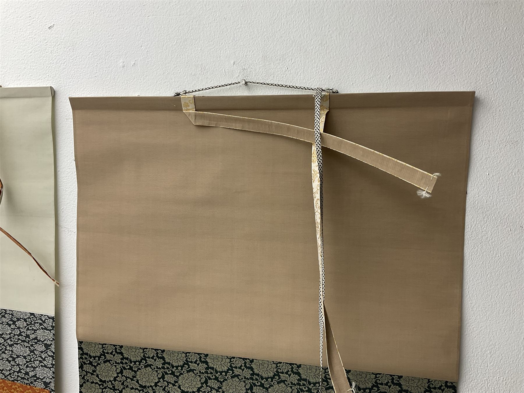 Two 20th century Japanese kakemono, the first example depicting a puffer fish, the second with Japanese Calligraphy 