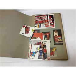 Fischer Technik/Lego/Playmobil - thirteen model building sets comprising eight Fischer Technik sets 50, 50/1, 50v, 50/2, 50+mot1 and two 50S, 50/1 add-on pack, with spare parts packs 01, 03, 05, two 22 and 30; two Lego sets comprising C107 and Lego Systems 103, part-set 870 and 970; Playmobil no.3520 set; four boxes of loose lego, various instruction manuals and a scrapbook 