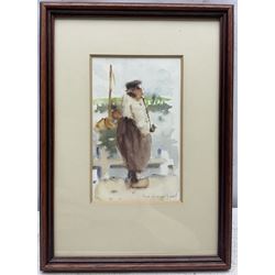 William (Fred) Frederick Mayor (Staithes Group 1866-1916): Dutchman Smoking a Pipe, watercolour signed and dated 1898, 17cm x 11cm