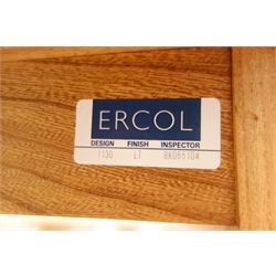  Ercol drop leaf ash television stand, single drawer, plinth base, W74cm, H49cm, D81 (maximum)  
