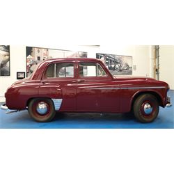 1953 Hillman Minx Saloon

Registration: NYP 135
Engine: 1,265cc petrol
Transmission: Manual, column change
Odometer reading: 37,553 miles
Colour: Maroon red
Interior: Cream
Former keepers: 3
V5C: Present
Keys: One

A 1953 Hillman Minx four-door saloon, finished in maroon red with a contrasting cream interior.

Powered by a 1,265cc petrol engine with manual column-change transmission. The Smiths speedometer displays 37,553 miles, although this mileage has not been independently verified.

The vehicle has previously been restored and presents with glossy maroon paintwork, cream bench seating and a period dashboard and steering wheel. The engine bay is painted to match the exterior and appears generally tidy. The underside has been coated or undersealed in places, with the chassis, floor sections, suspension and exhaust visible in the accompanying photographs.

At the time of cataloguing, the engine turned over but did not start.

Features

• 1,265cc petrol engine
• Manual column-change transmission
• Right-hand drive
• Four-door saloon body
• Maroon red exterior
• Cream bench-seat interior
• Smiths instrumentation
• Period dashboard controls
• Steel wheels with chrome hubcaps
• Chrome bumpers and exterior trim
• Rear-hinged bonnet
• Leaf-spring suspension

History and Documentation

• V5C registration document present
• Three former keepers recorded
• One key
• Pitman’s handbook included

Condition

The vehicle is presented in restored condition. The maroon paintwork retains a good overall gloss, with some age-related marks and imperfections visible on closer inspection.

The cream interior presents well overall, with signs of age and use to the upholstery, carpets, dashboard and controls. Some surface deterioration and pitting are visible to areas of the chrome and brightwork.

The engine bay appears tidy, although some wiring and ancillary components appear non-original or subsequently renewed. The underside has received protective coating or underseal in areas. Prospective purchasers should inspect the structure, chassis, floor, suspension and mechanical components carefully.

At the time of cataloguing, the engine turned over but did not start. The vehicle has not been mechanically inspected or road tested by the auctioneers.

Prospective purchasers should satisfy themselves as to the vehicle’s condition, specification, originality, mileage, identity and roadworthiness before bidding.

This vehicle forms part of the Estate of the Late John Sills and is offered for sale by the Executors, confirming a genuine reason for sale.