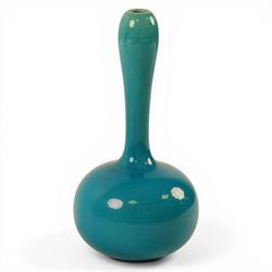Burmantofts turquoise faience bottle shaped vase, impressed and numbered 1648 beneath, H24cm