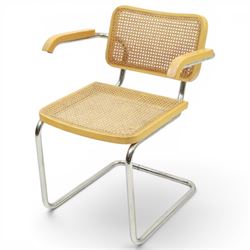 Marcel Breuer (Hungarian-American 1902-1981) for Knoll International - set of four (3+1) 'Cesca' armchairs with canework backs and seats, raised on chrome tubular supports 