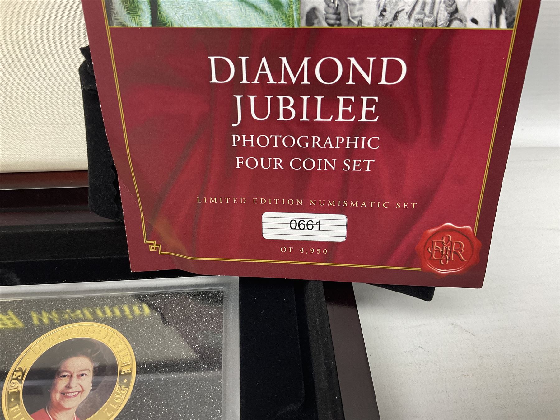 Mostly commemorative coins including The Royal Mint 1997 proof coin collection, Westminster 2013 'The Royal Baby Photographic 65mm' coin, Jubilee Mint 2017 'The Queen Elizabeth II Sapphire Jubilee' five pound coin collection etc