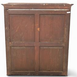 Early 19th century mahogany secretaire-bookcase, projecting cornice above astragal glazed cabinet with adjustable shelved interior, fall front secretaire drawer, fitted interior with pigeonholes and drawers, flame mahogany fronted cabinet with three drawers, on turned supports 