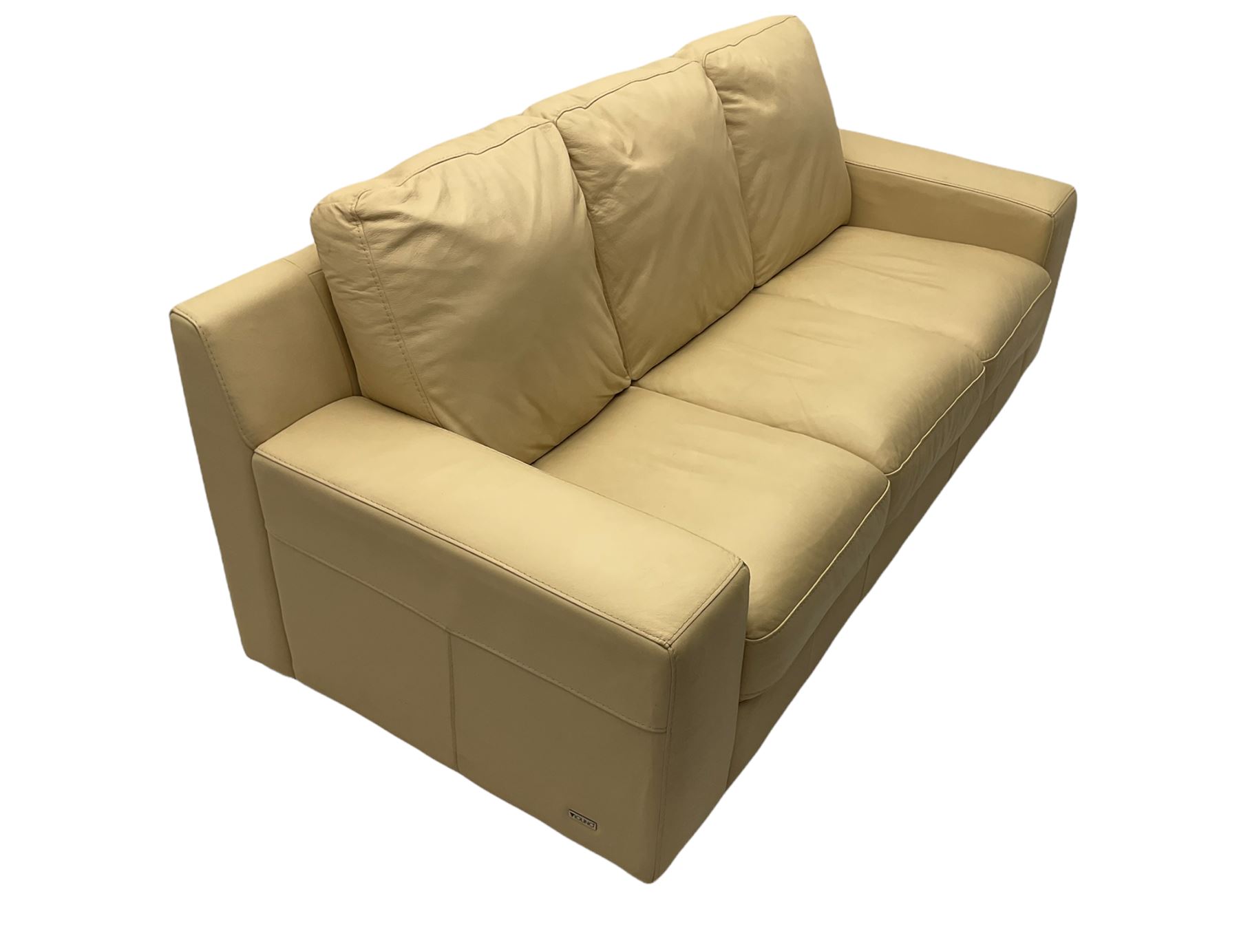 Violino Italian three seat sofa, upholstered in cream leather