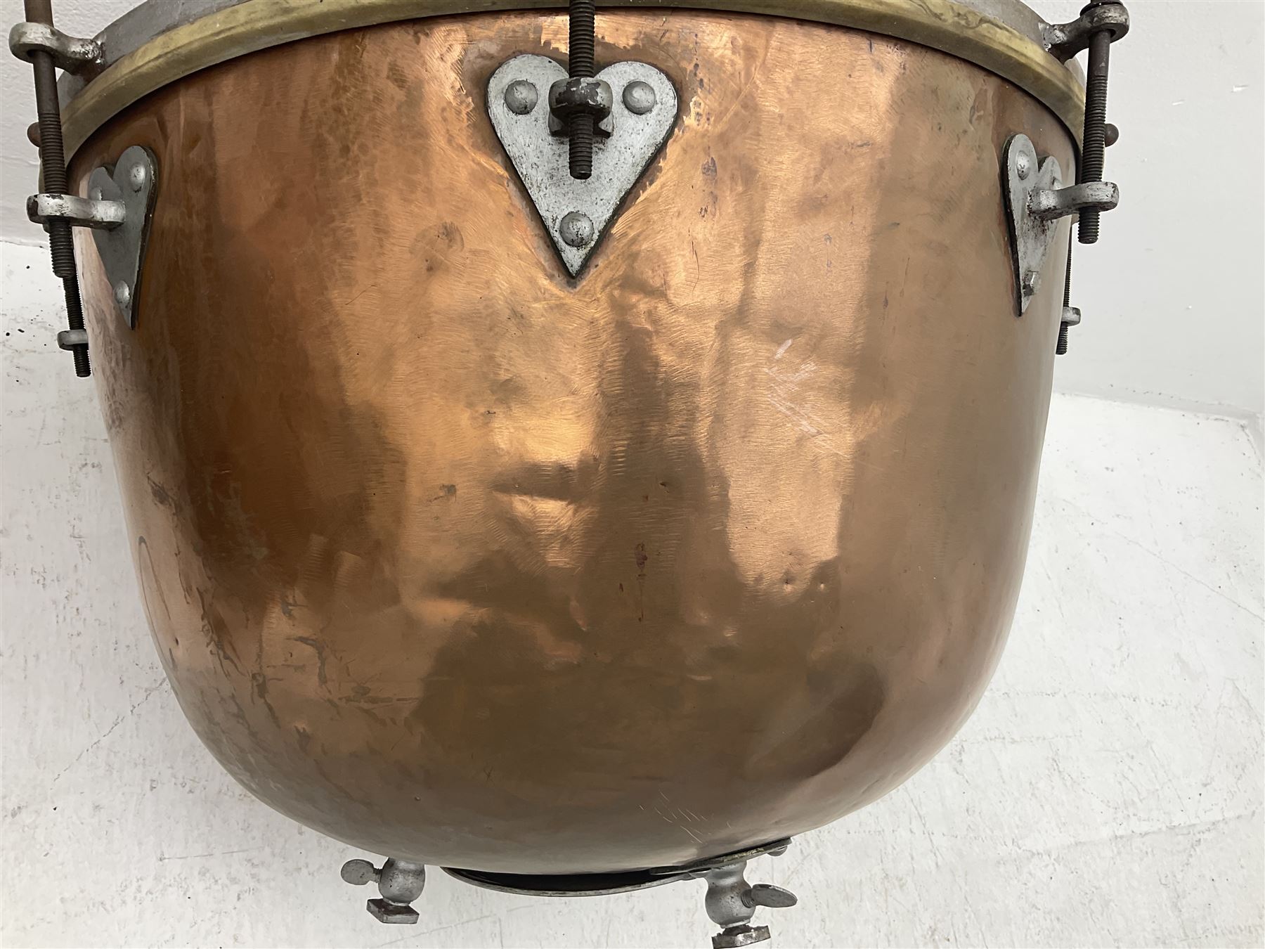 Pair of vintage copper timpani drums D65cm H46cm (2) Musical