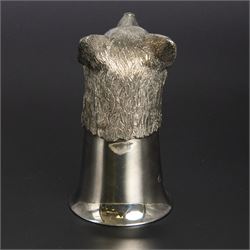 Late 20th century silver stirrup cup, modelled as a fox head to a cup of plain fluted form, hallmarked Royal Irish Silver Co, Sheffield 1971, H11.5cm