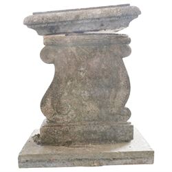 Cast stone garden bench with moulded edge