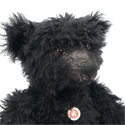 Limited edition Steiff bear 'Leo the 1912 Titanic Mourning Bear', white tag no. 662775 limited edition 9/1000, Danbury Mint Exclusive black mohair bear with ear button, chest tag and swing label, H61cm