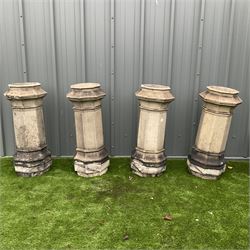 Set of four early 19th century Edinburgh terracotta octagonal chimney pots - THIS LOT IS TO BE COLLECTED BY APPOINTMENT FROM DUGGLEBY STORAGE, GREAT HILL, EASTFIELD, SCARBOROUGH, YO11 3TX