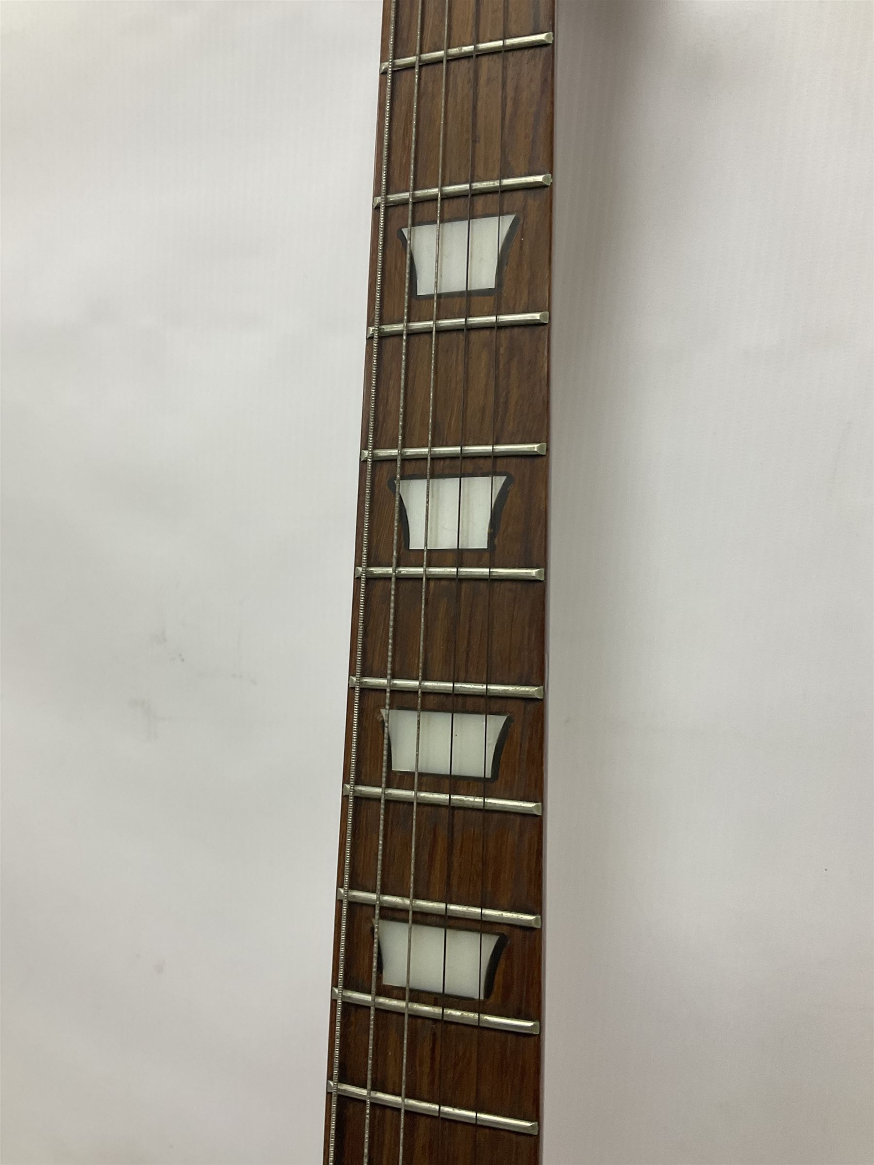 Vintage VS6M Reissued Series six string electric guitar, with solid body in cherry red finish, in carrying case, guitar L103cm