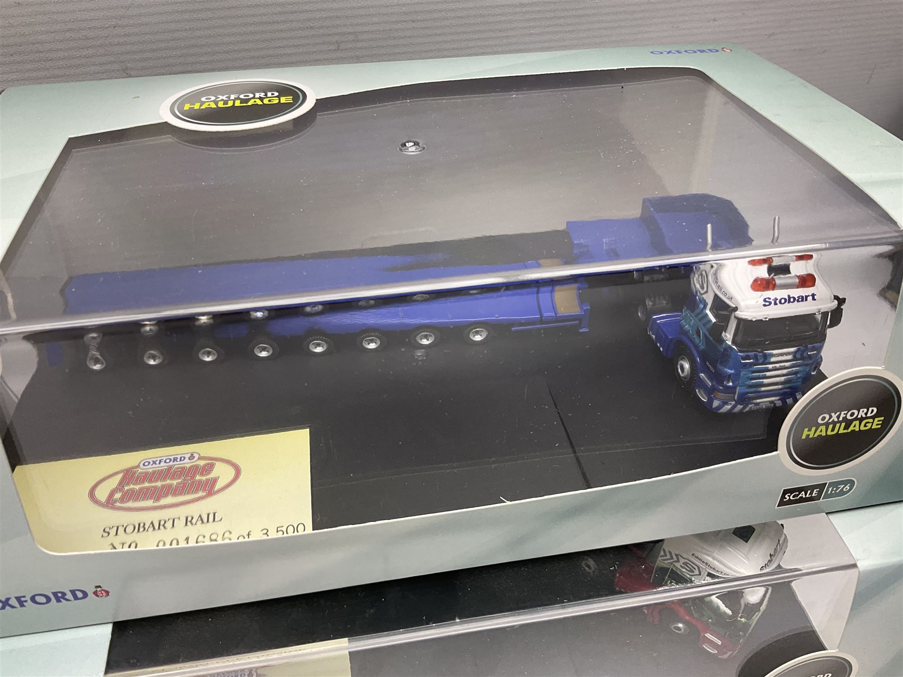 Oxford Die-Cast Eddie Stobart - nine various lorries in the Oxford Haulage series including special and limited editions; all in perspex display cases and boxes (9)