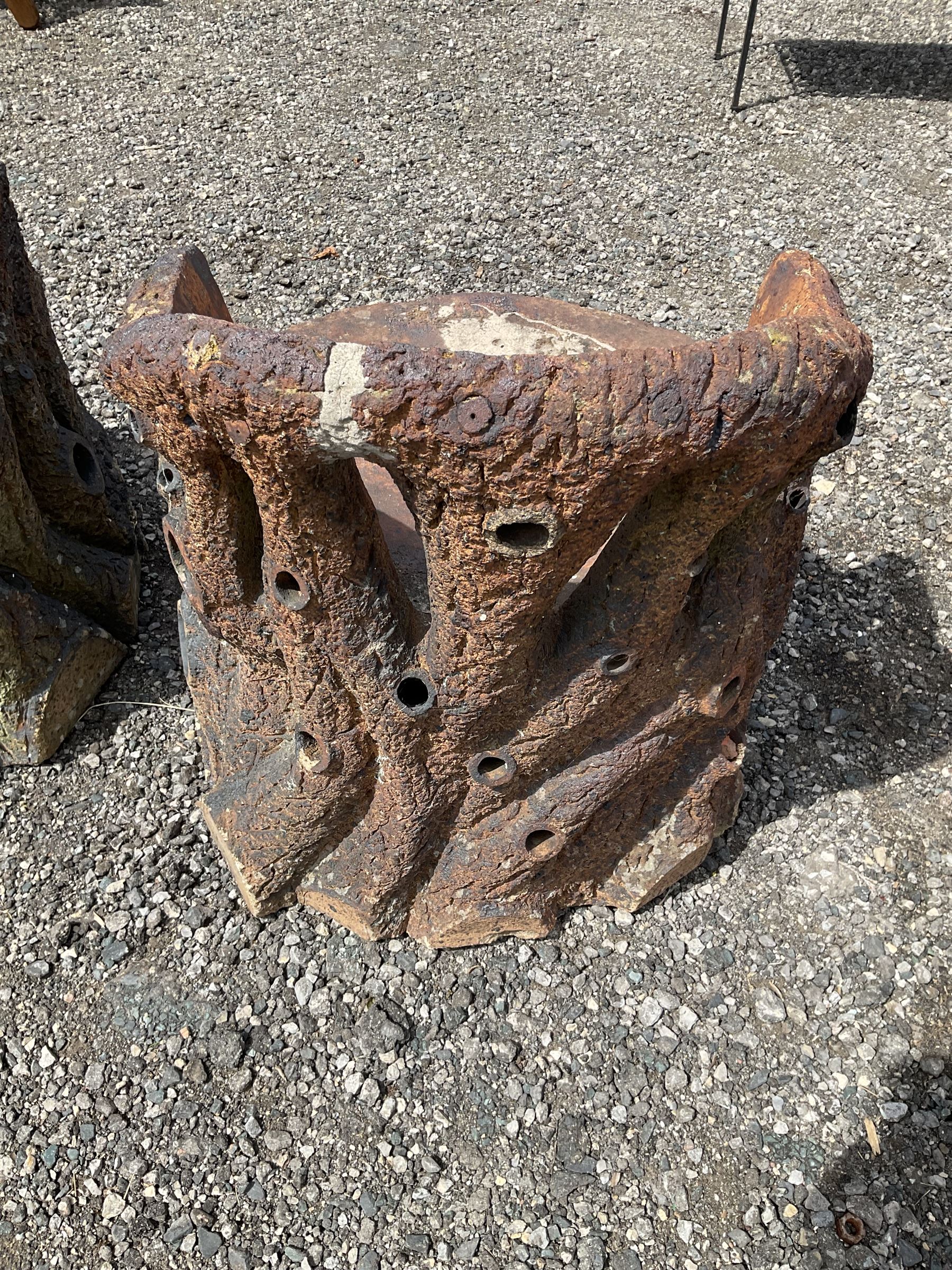 Pair of cast composite, log effect garden grotto chairs - THIS LOT IS TO BE COLLECTED BY APPOINTMENT FROM DUGGLEBY STORAGE, GREAT HILL, EASTFIELD, SCARBOROUGH, YO11 3TX