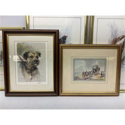 After Ben Maile (British 1922-2017): 'Blackcock' and 'Osprey', pair colour prints signed in pencil together with a print of a Terrier after Mick Causton and three horse related prints max 40cm x 28cm (6)