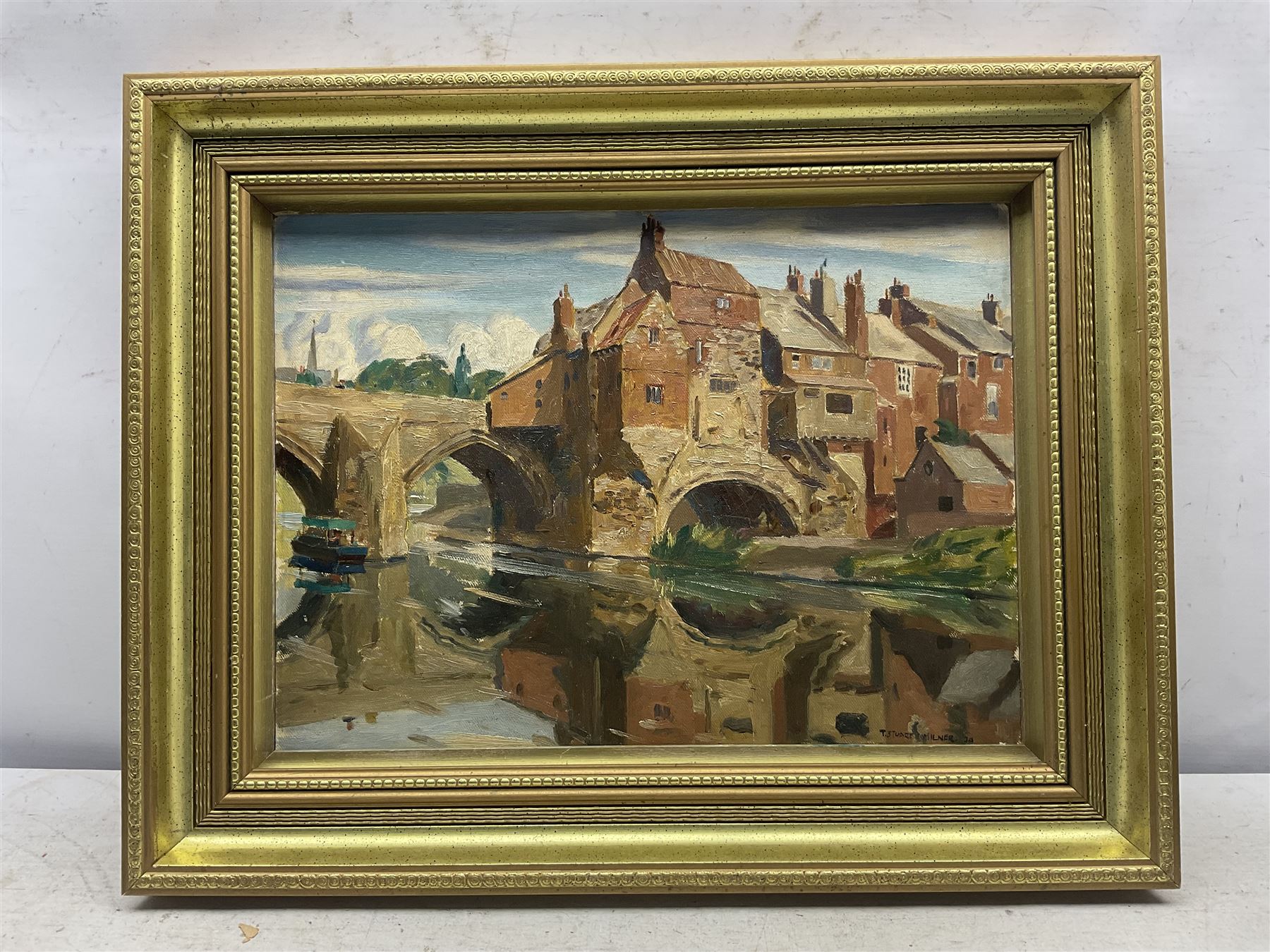 Thomas Stuart Milner (British 1909-1969): The Town Bridge, oil on board signed and dated '39, 28cm x 38cm