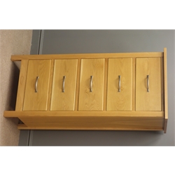  Oak tallboy chest, five drawers, stile end supports, W62cm, H165cm, D44cm  