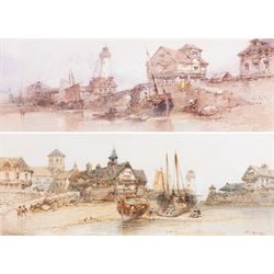Paul Marny (French/British 1829-1914): Harbour Scenes, near pair watercolours signed, appr...