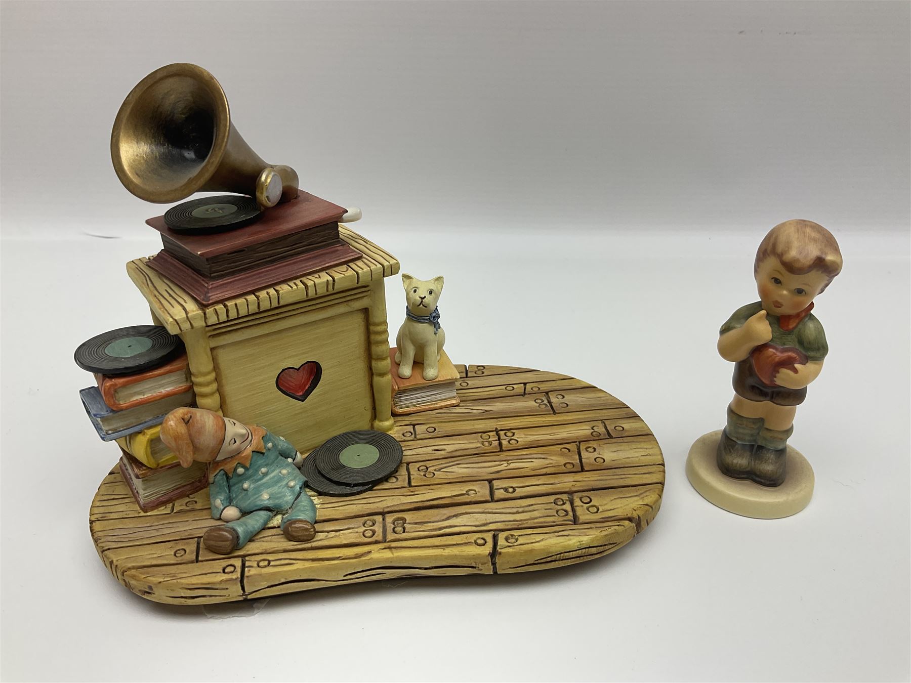 Nine Hummelscapes by Goebel, to include Bavarian Bire Garten, Cuck Crossing, Fisherman's Feast, Strudel Haus etc, each with associated Hummel figures, tallest H14cm 