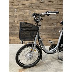 Alpine electric tilt trike - power assisted with throttle (no need to pedal), 15.5mph with 40 mile range, only 37 miles from new, silver finish, removable battery with charger, YoungDo gell seat with cover, £2749 new.