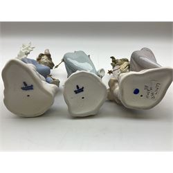 Lladro Star Bright Girl set, comprising Wishing on a Star no 1475, Starlight Starbright no 1476 and Stargazing  no 1477, all in original boxes, largest example H19cm