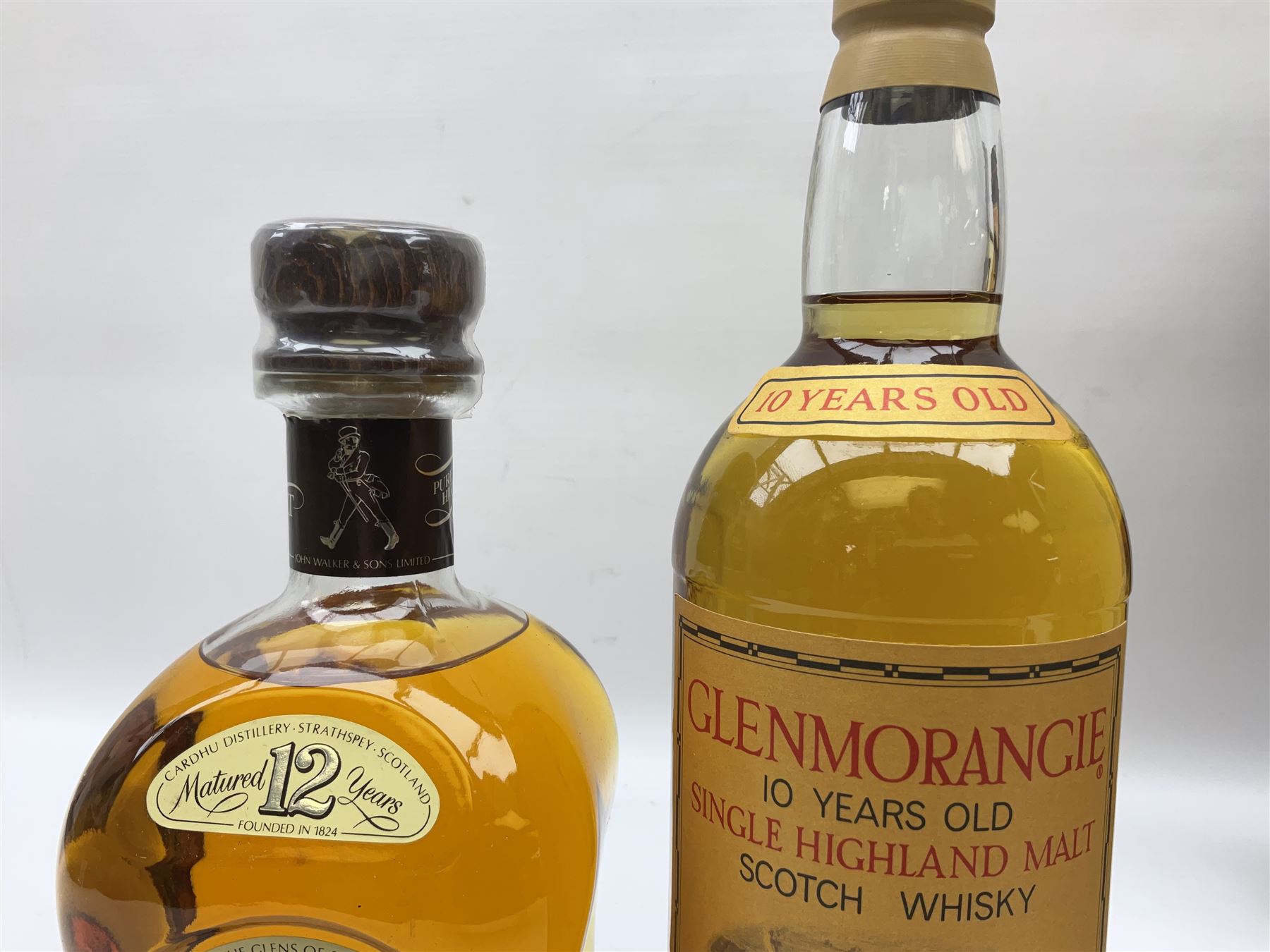 Mixed alcohol to include Glenmorangie 10 years old single Scotch whisky, Cardhu 12 year old Malt whisky, Ferdinand Pieroth 1949 Gau-Odernheimer Petersberg Beerenauslese, etc various contents and proofs