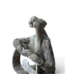 Composite stone sculptured figure playing a guitar, and a shell sculpture (2)