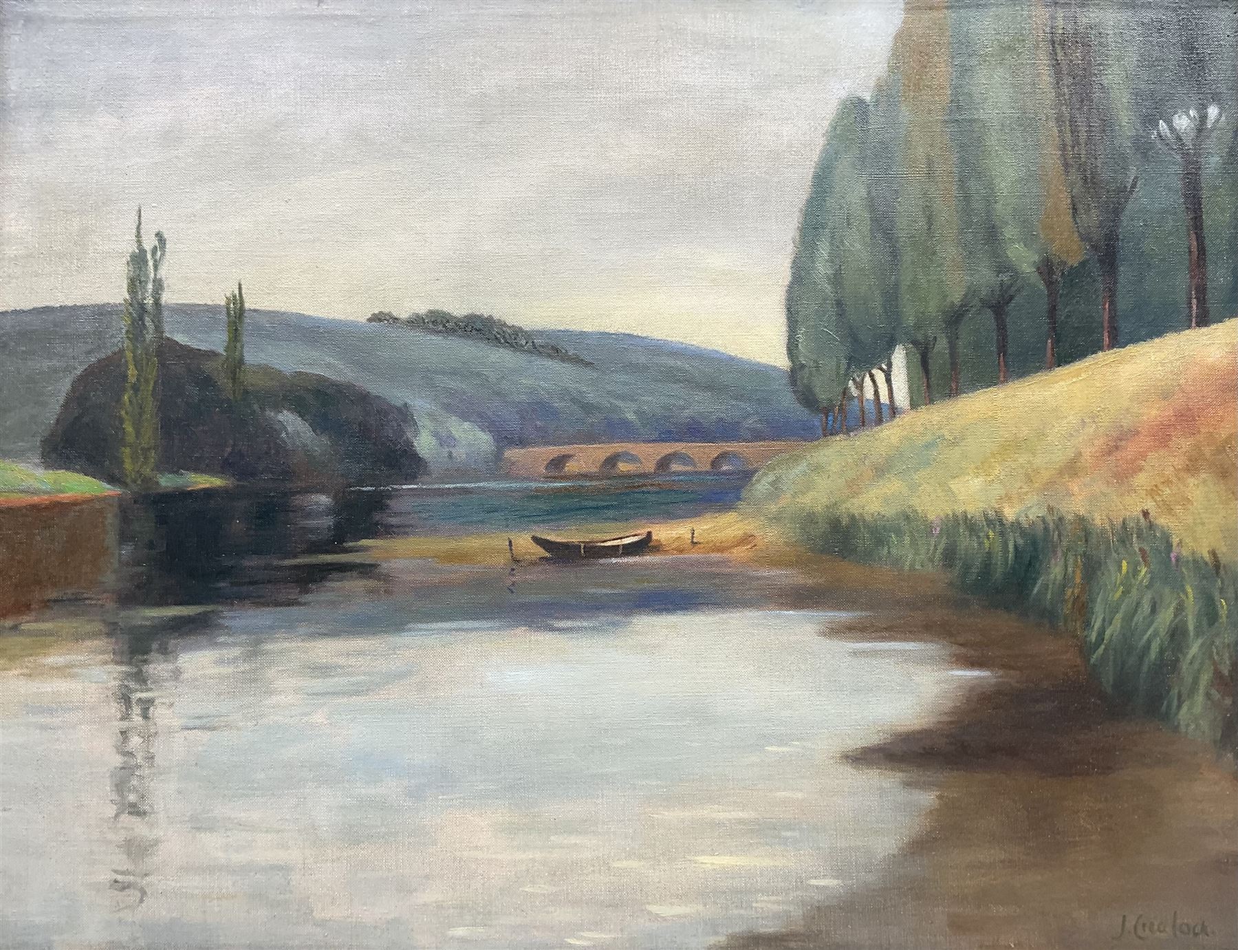 John Mansfield Crealock (British/Irish 1871-1959): 'The Seine near Meudon', oil on canvas signed, titled and dated 1954 verso 49cm x 64cm