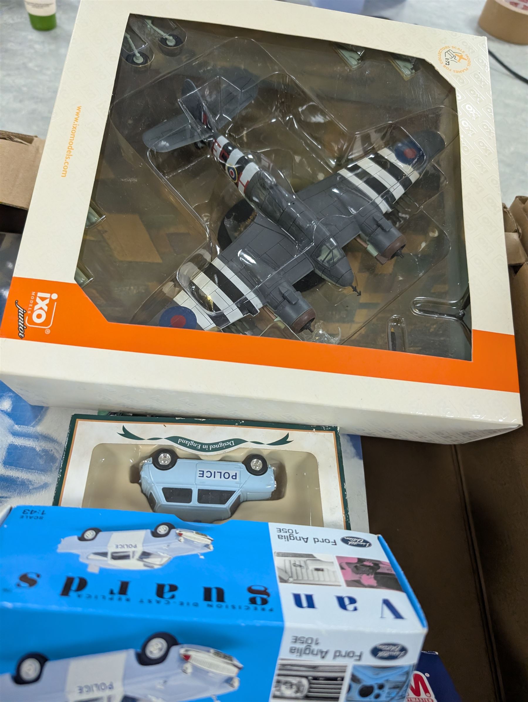 Collection of diecast model aeroplanes, including Corgi The Aviation Archive, Hobby Master Air Power Series and IXO Model examples together with three diecast cars, all boxed
