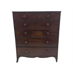 19th century mahogany chest, fitted with two short and four long drawers