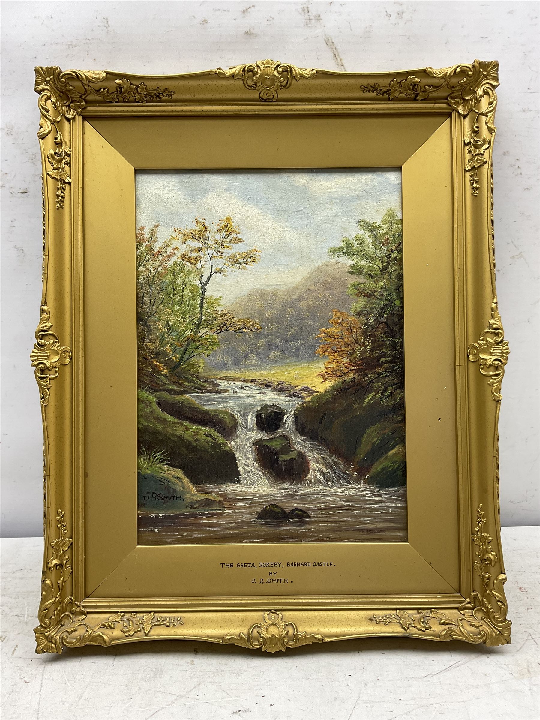 JR Smith after William Mellor (British 1851-1931): 'The Greta - Rokebury' near Barnard Castle, oil on canvas signed, titled on the slip