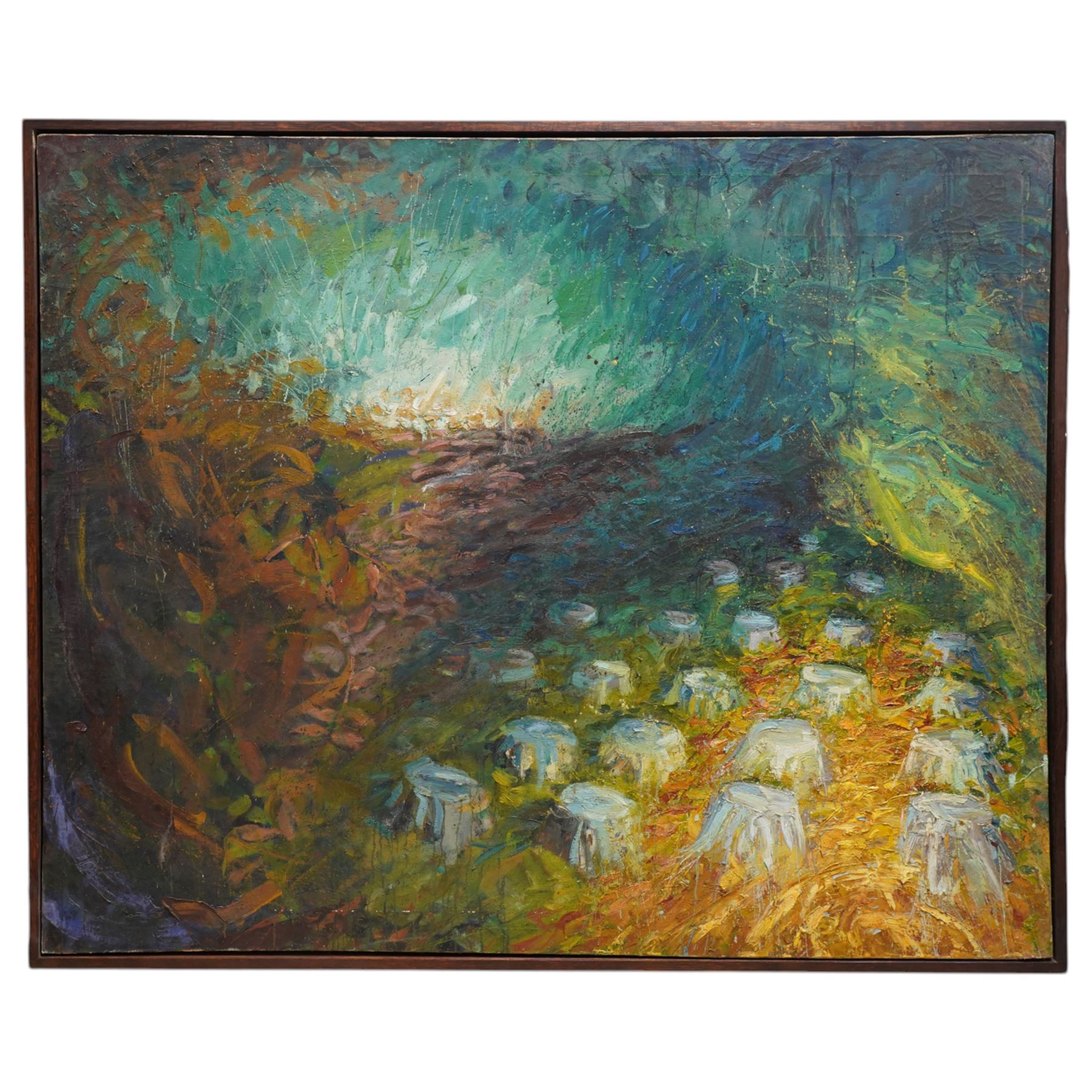 Timothy 'Tim' Renshaw (British 1964-): 'Silver', oil on canvas signed, attributed titled and dated 1997 on label verso 149cm x 183cm