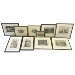 English School (19th century): 'Walmgate Bar' and other York Bars and Yorkshire Scenes, large collection 19th century engravings with hand-colouring max 12cm x 17cm (10)