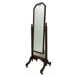 20th century oak framed cheval dressing mirror