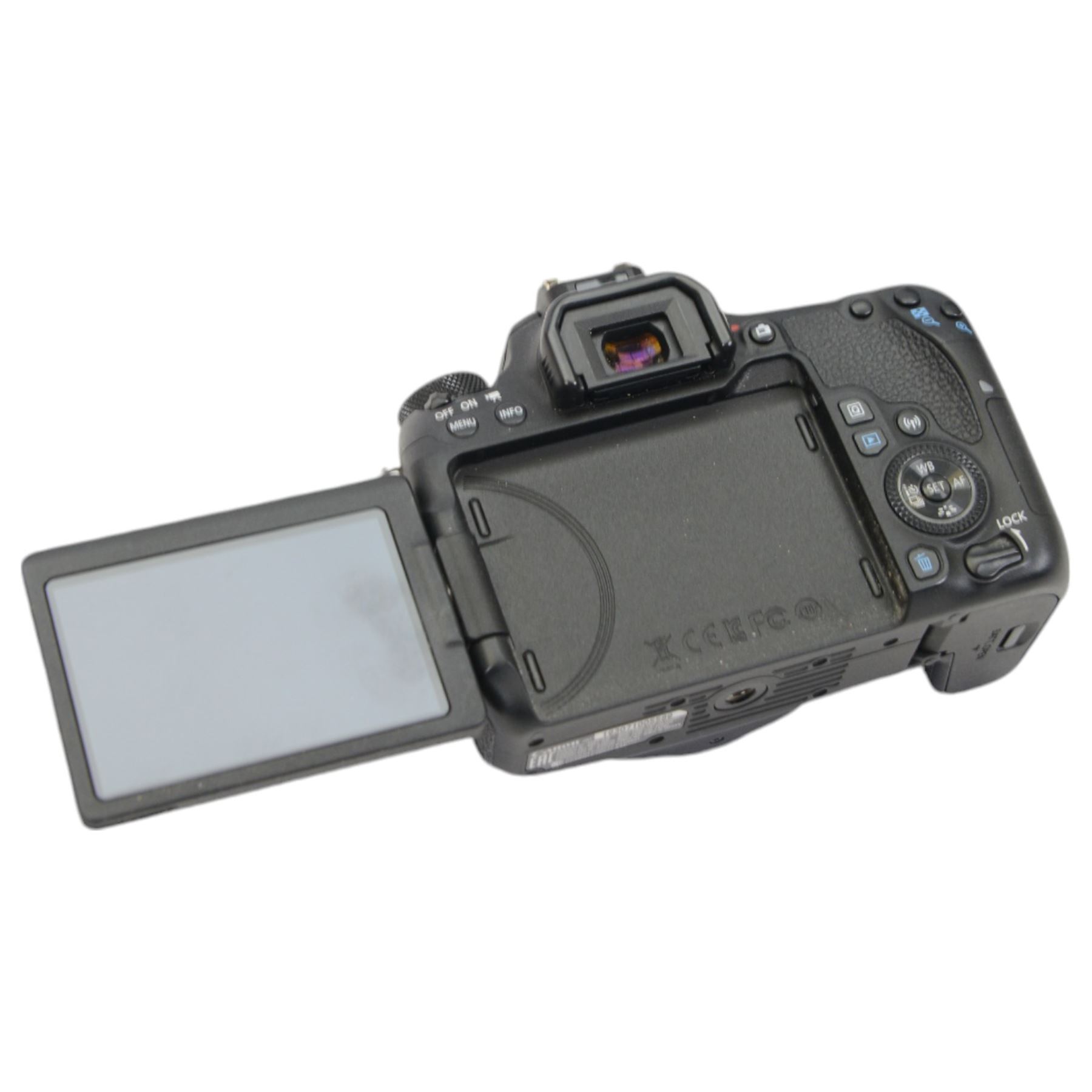 Canon EOS 77D camera body serial no. 193071005589, with a Canon EFS 18-200mm f/3 5-5.6 IS lens and a Sigma 10-20mm F4-5.6 EX DC lens, Canon extension tube, three Canon lens hoods, all boxed, with a Lowepro camera bag