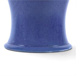 Moorcroft baluster vase, powder blue speckled ground, impressed factory mark beneath, H36cm