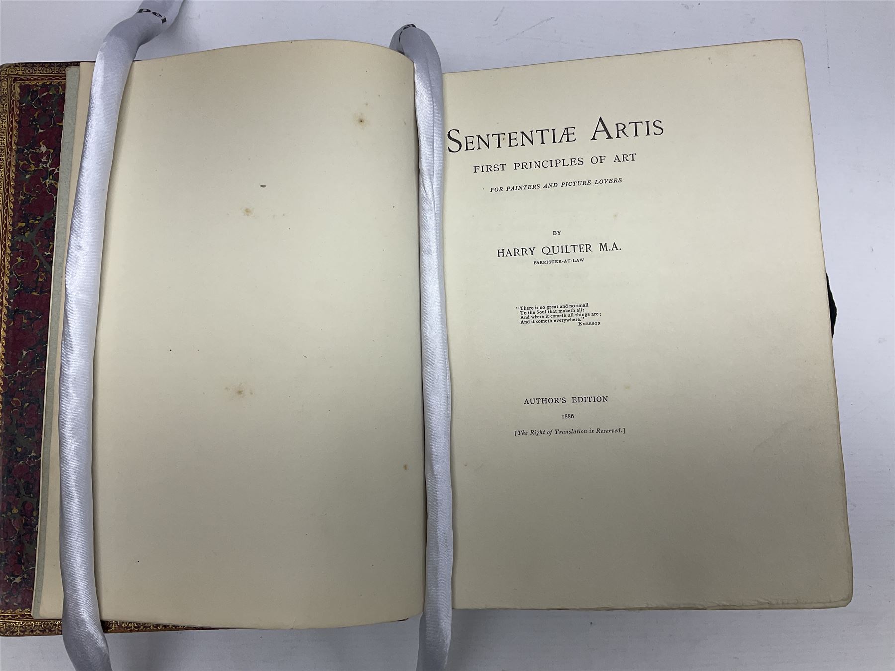 Harry Quilter; Sententiae Artis, Author's Edition 1886,signed and dated by author