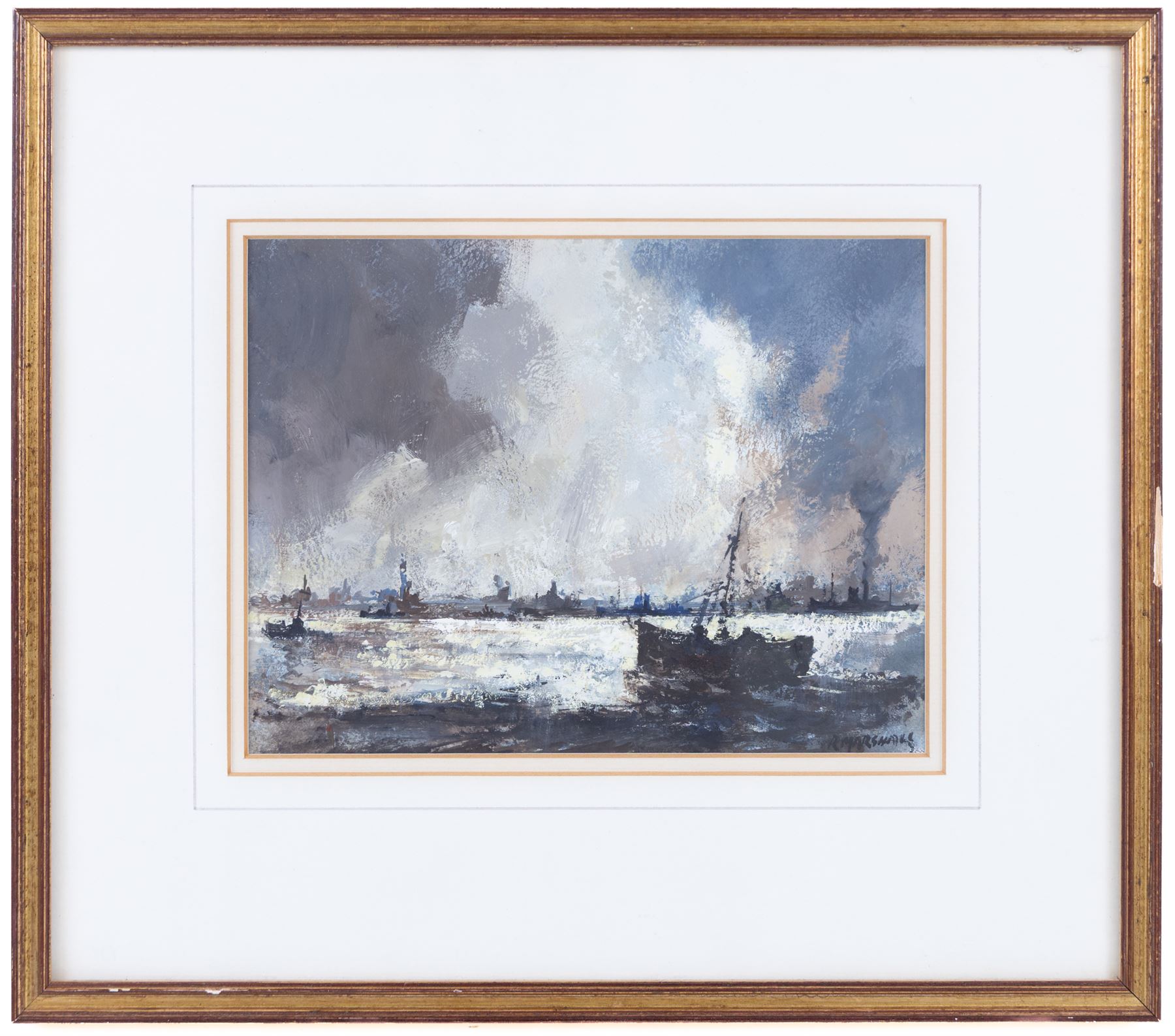 Richard Marshall (British 1944-2006): Hartlepool Harbour, oil on board signed 16cm x 21cm 