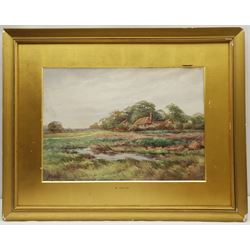 C Kipling (British 19th century): House on a Marsh, watercolour signed 34cm x 48cm